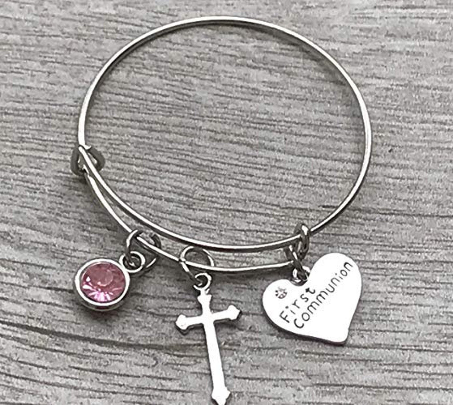Girls Personalized First Communion Bracelet Birthstone 1st Etsy