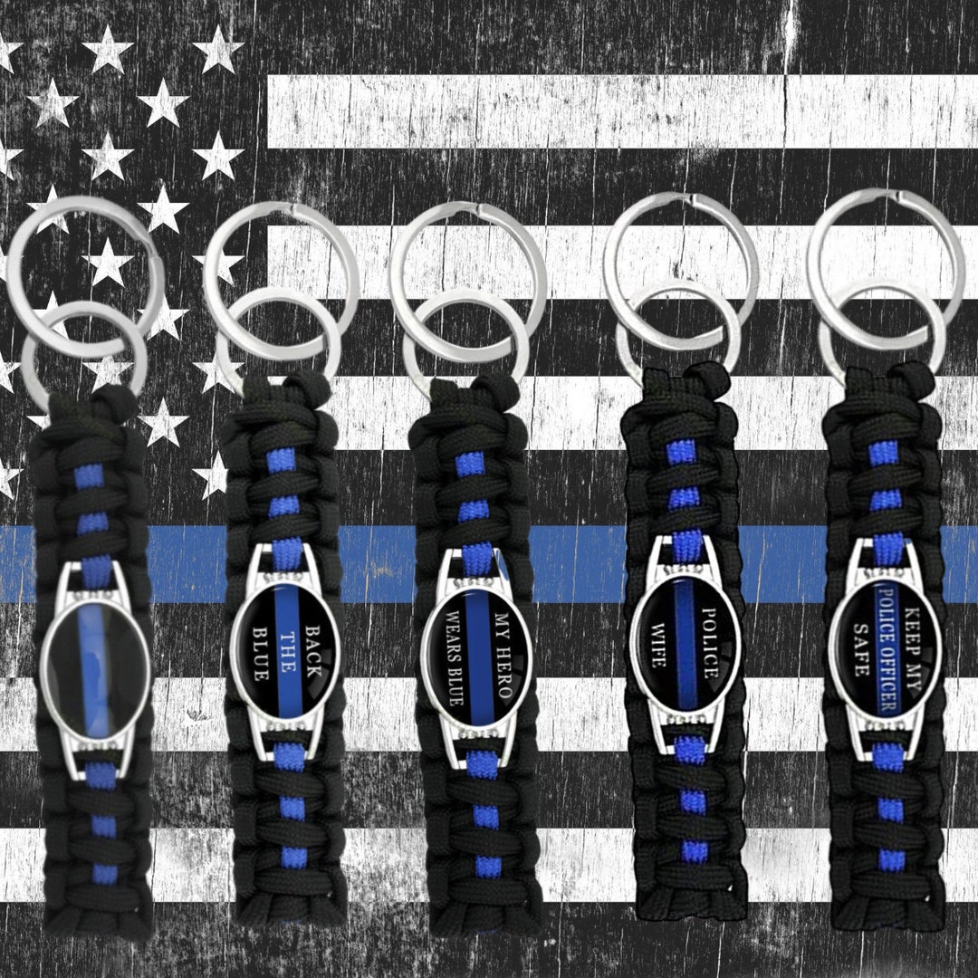Police Keychain, Blue Line Keychain, Police Paracord Keychain, Gift for