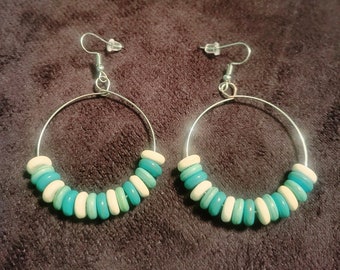 Kolczyki z koralikami - turkusowe wiszące