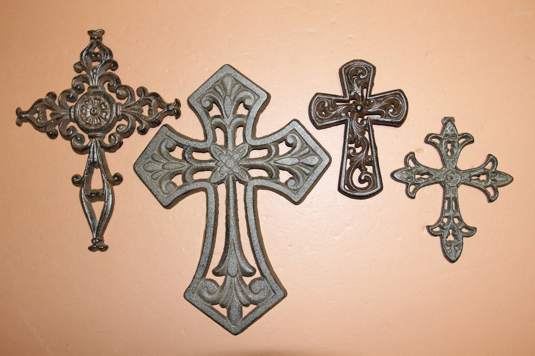 Cross Wall Display 4pc Decorative Wall Mounted Crosses Etsy