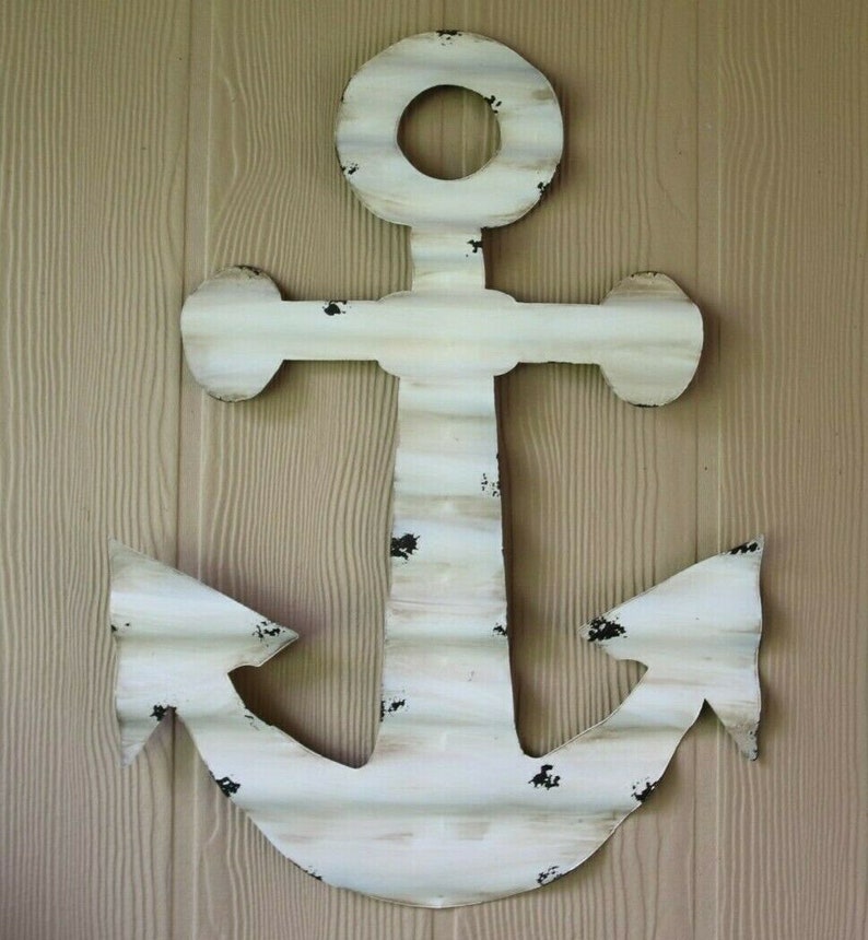 Huge Anchor Wall Decor Distressed Weathered Look Tin 27 Inch Etsy