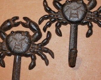 Crab Wall Decor Valentine Gifts | Wall Hooks | Cast Iron, N-16 Fast Free Shipping