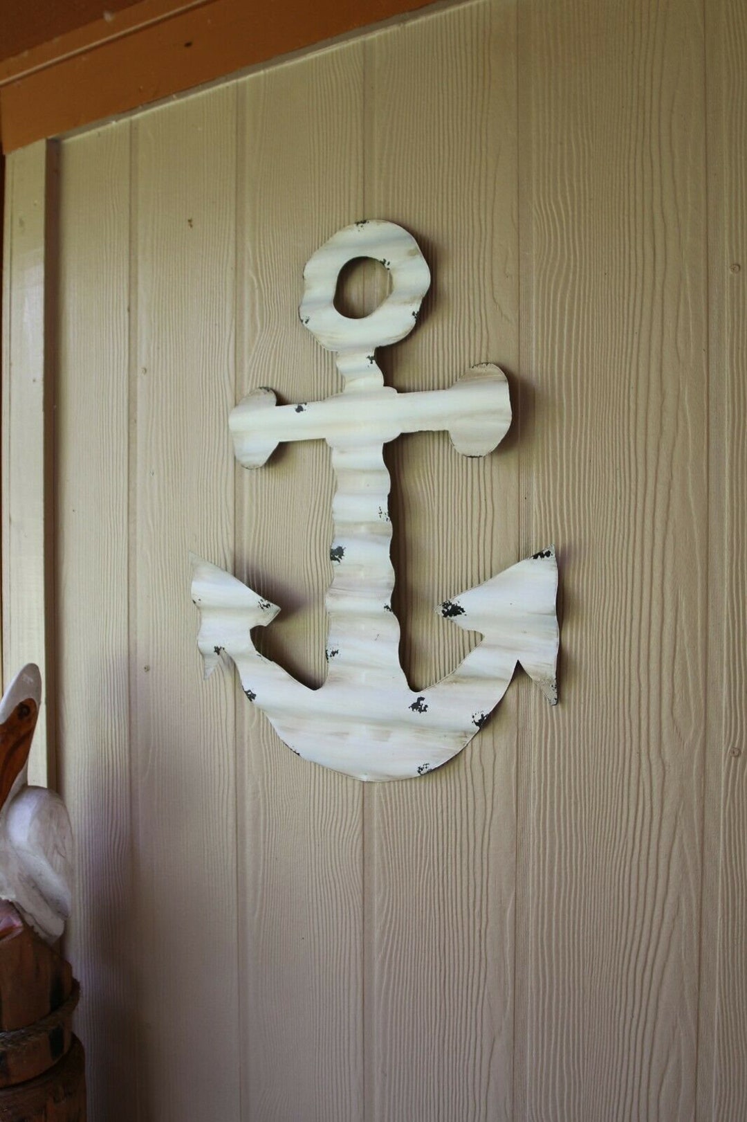 Huge Anchor Wall Decor, Distressed Weathered Look Tin, 27 Inch Giant
