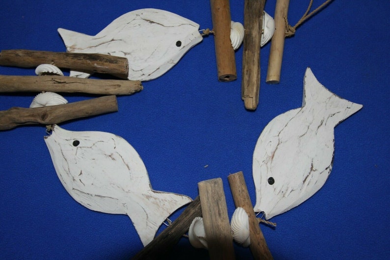 Rustic Coastal Driftwood Yard Art / Tortuga marina / Fish Wood Mobiles, Beach Gems 4 artículos Envío rápido gratis imagen 9