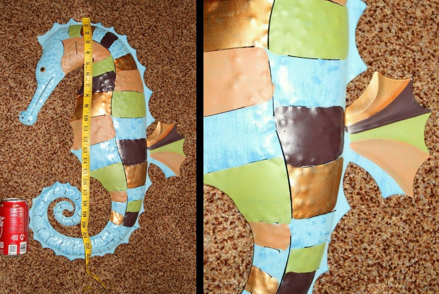 Large Metal Seahorse Wall Sculpture Hanging Tin Seahorse Etsy