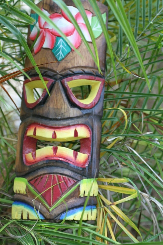 Tahitian Tiki Tribal Mask Wood Wall Hanging 11 5/8 Inch, Tropical