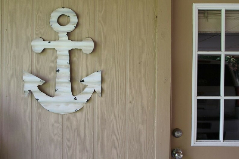 Huge Anchor Wall Decor Distressed Weathered Look Tin 27 Inch Etsy