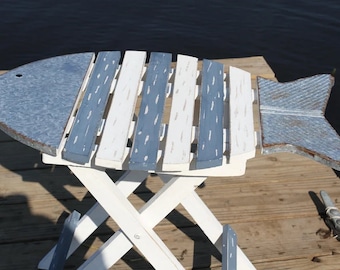 Coastal Accents Tables, Folding Fish Table, Coastal Decor, Ships Free