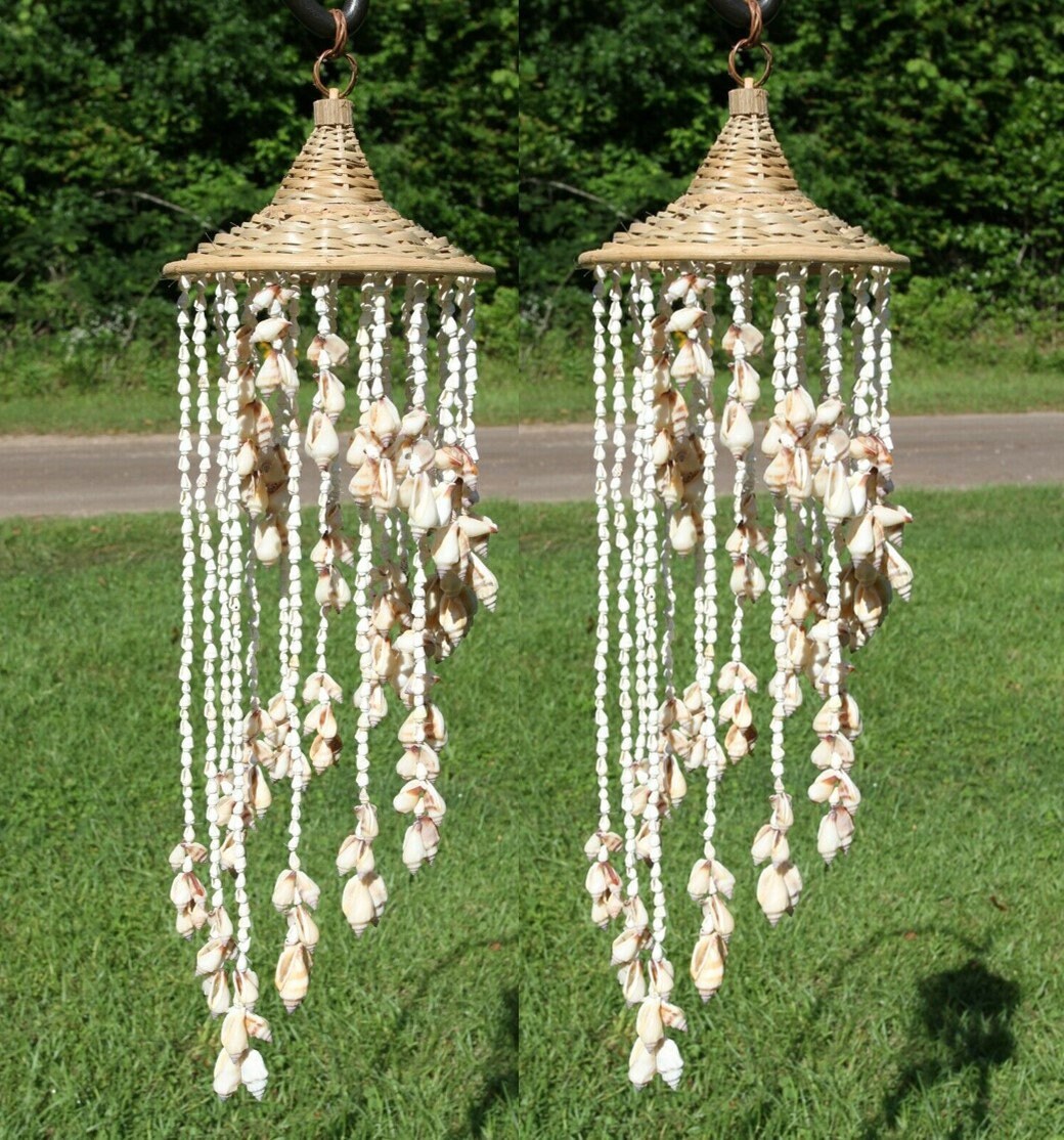 3 Natural Seashell Wind Chimes / Beach Decor / 25 Inch Etsy