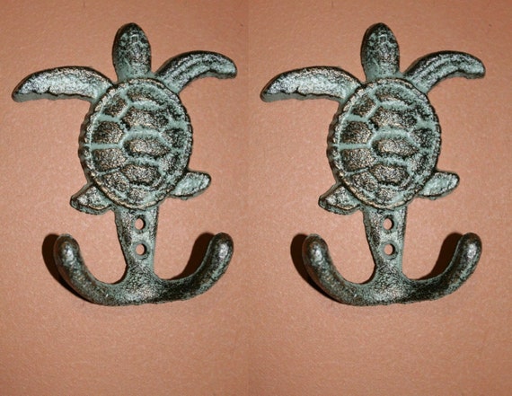Sealife Theme Wall Hooks, Sea Turtle Design Cast Iron, N-61b Fast Free  Shipping 