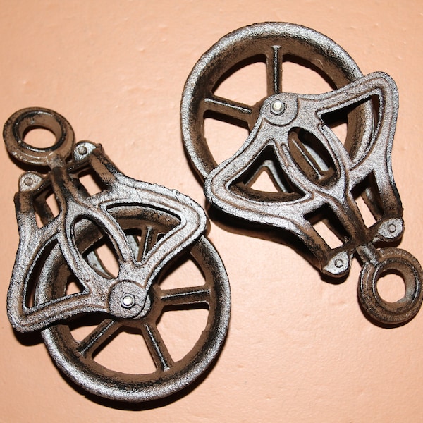 Movable Cast Iron Pulley, Decorative Home Decor, Industrial Decor, Ships Free H-57B