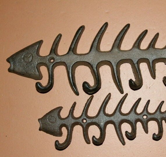 Ocean Fishing Beach Decor Fish Bone Coat Hat Key Wall Hook Rack Cast Iron  Fast Free Shipping 