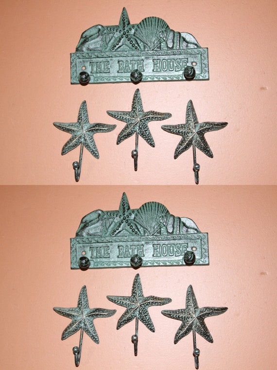 Beach Bath Towel Wall Hooks Bar Starfish Towel Hooks Cast Iron