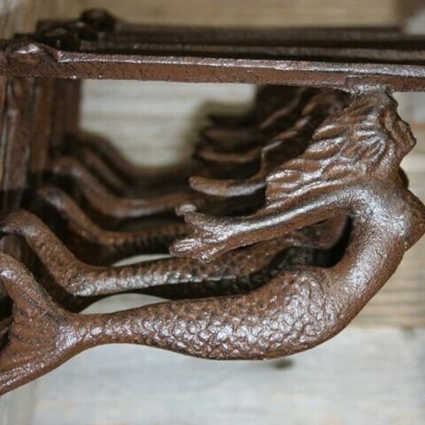 Vintage Style Flying Mermaid Corbels | Shelf Brackets| Braces Supports | 7 1/2 inches | Cast Iron | B-49b Free Shipping