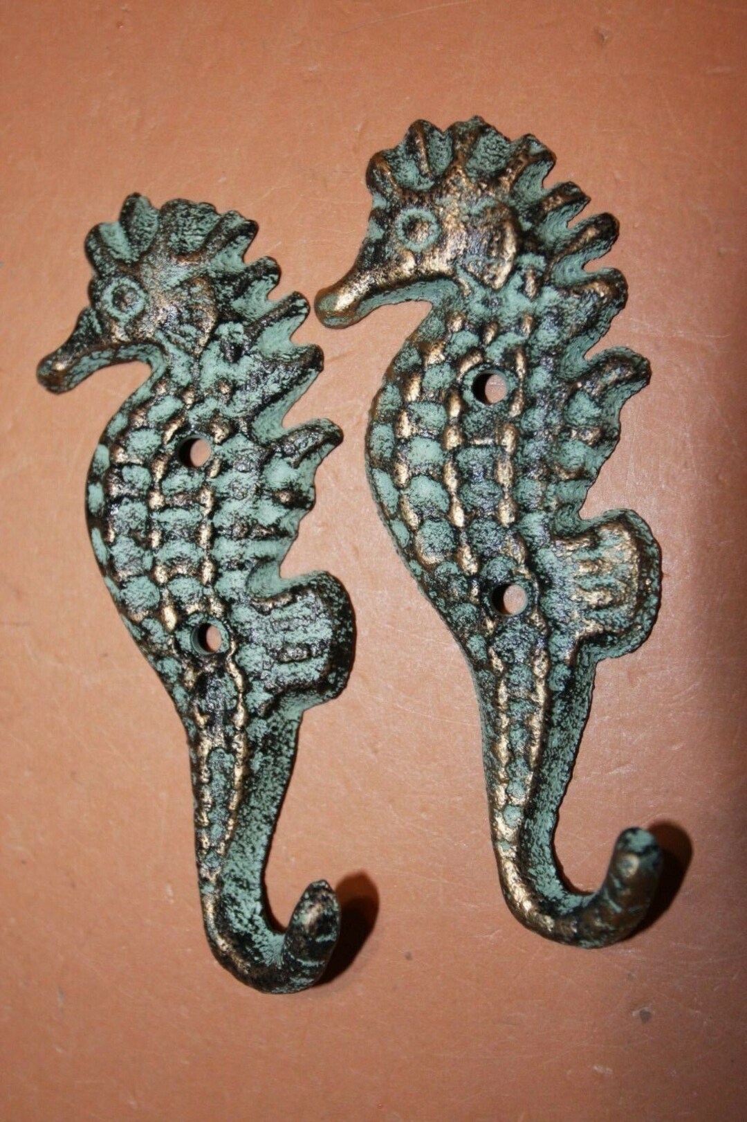 Seahorse Bathroom Wall Decor Wall Hooks Cast Iron, N25 Fast Free
