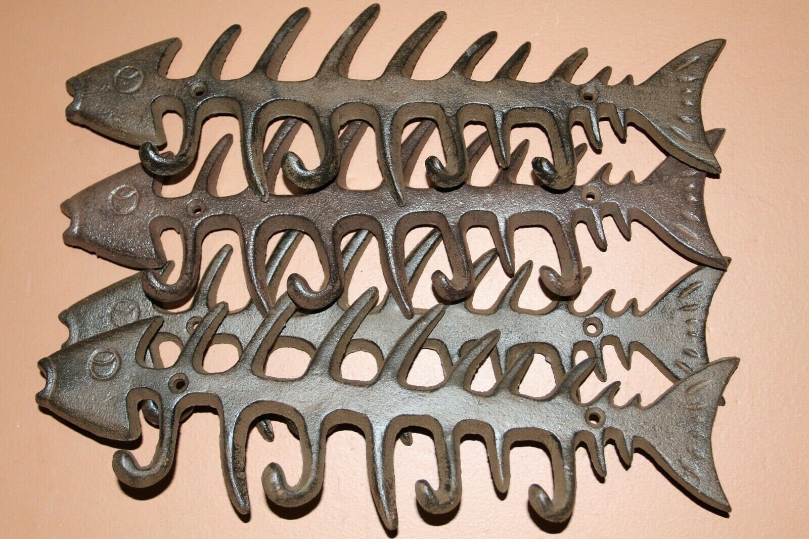 Fish Cleaning Station Wall Hook Rack Large Fish Bone Cast Iron N