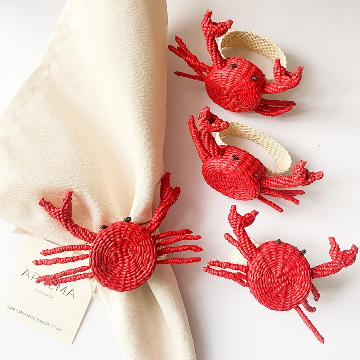 Red Crab Napkin Ring - Woven in Iraca Palm, for Coastal , Marine Table Decor by APALMA HANDMADE - Etsy