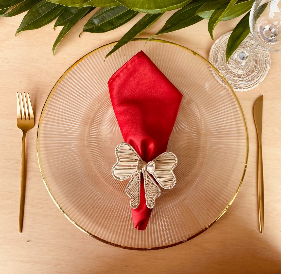 Bow Tie Napkin Holder - Holiday Edition, Iraca Palm, 100% Handmade ...