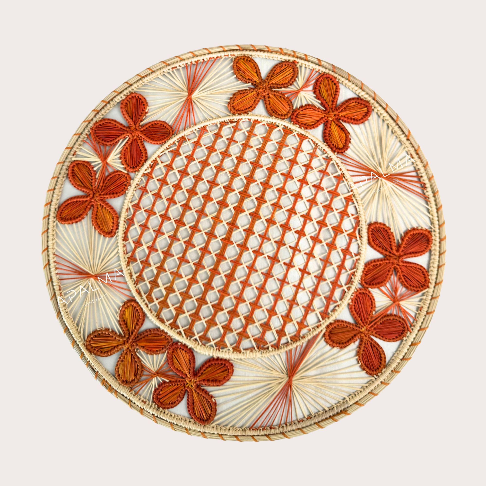 Floral Flare Placemat  | Handmade Iraca Palm | Coastal & Outdoor Table Setting | 13.5" Wide | Charger Plate by APALMA HANDMADE