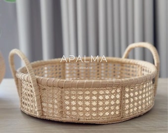 Circular Tray handmade in Iraca Fiber for serving or to use as a centerpiece, woven by Colombian artisans