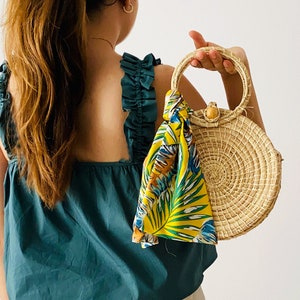 Bolso de Paja - Bolso de palma de iraca tejido a mano - Bolso de palma hecho a mano - Cartera con asa superior - Bolso Coco - incluye pañoleta, hecho en colombia