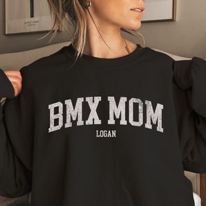Personalized Bmx Mama Sweatshirt, Custom Bmx Mama Varsity Sweater with Name, Bmx Mom Crewneck, Mother's Day Gift, Bmx Mom Shirt, Mom Gift,