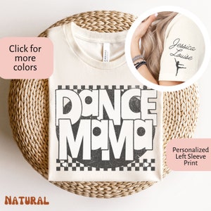 Dance Mom Shirt Personalized with Kids Names on Sleeve, Retro Checkered Mama Shirt Mothers Day Gift Custom Dance Mom Shirt Dance Mama TShirt