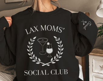 Lacrosse Mom Sweatshirt Personalized Lacrosse Sweatshirt Social Club Sweatshirt Lacrosse Moms Crew Mothers Day Gift for Mom Gift LAX Gifts