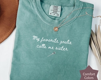 Camiseta de portera de lacrosse para hermanas, colores cómodos, camiseta de lacrosse para hermanas, regalo para familias orgullosas de lacrosse.