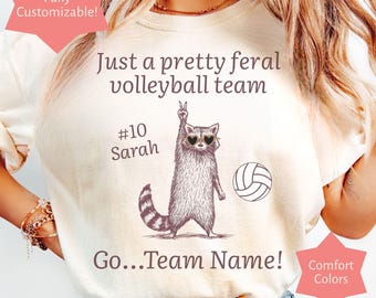 Custom Volleyball Sports Team Shirt with Your Text and Number, Comfort Color Volleyball Shirt With Team Name, Personalized Volleyball Shirt