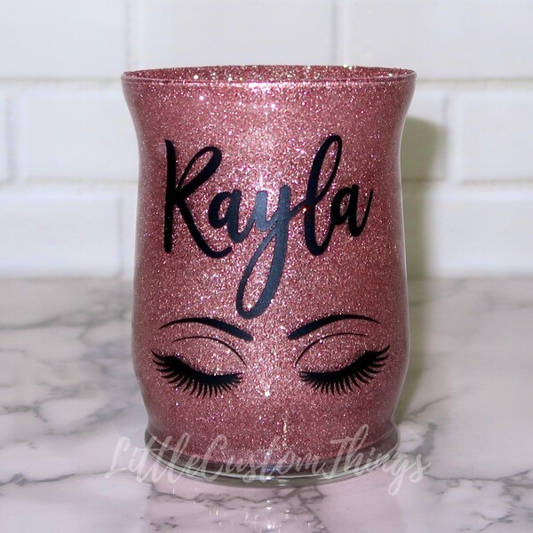 Personalized Makeup Brush Holder | Desk Organizer | Pencil Holder | Glitter Make Up Brush Holder with Name | Vanity Makeup Organizer