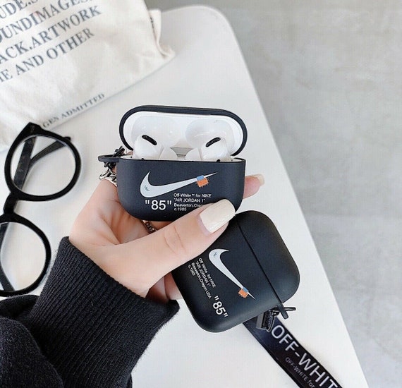 off white airpod case with clip