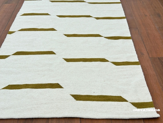 Minimalist Wool Rug, Handwoven White Neutral Modern Rug, Office Carpet, Morocco Wool Rug, Handmade 9x12 wool rug, Modern Home Decor area Rug