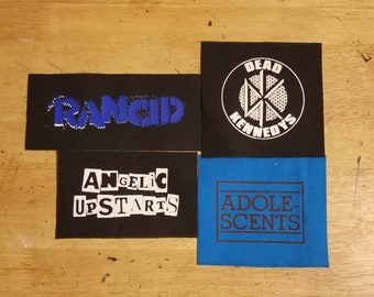 Punk patch lot DIY punk patch canvas patch angelic upstarts dead Kennedys rancid adolescents