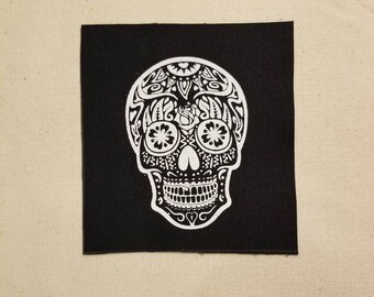 Sugar Skull DIY Punk Patch Aufnäher auf Leinwand