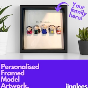 Famílias de modelos emoldurados personalizados - Escultura familiar personalizada emoldurada e presente personalizado