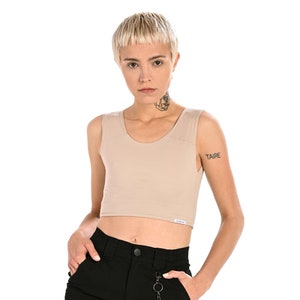 Chest Binder Half Length Tank Top for Tomboy Trans Lesbian Super Flat  Compression Sport Bra (Color : Black, Size : Small) at  Women's  Clothing store