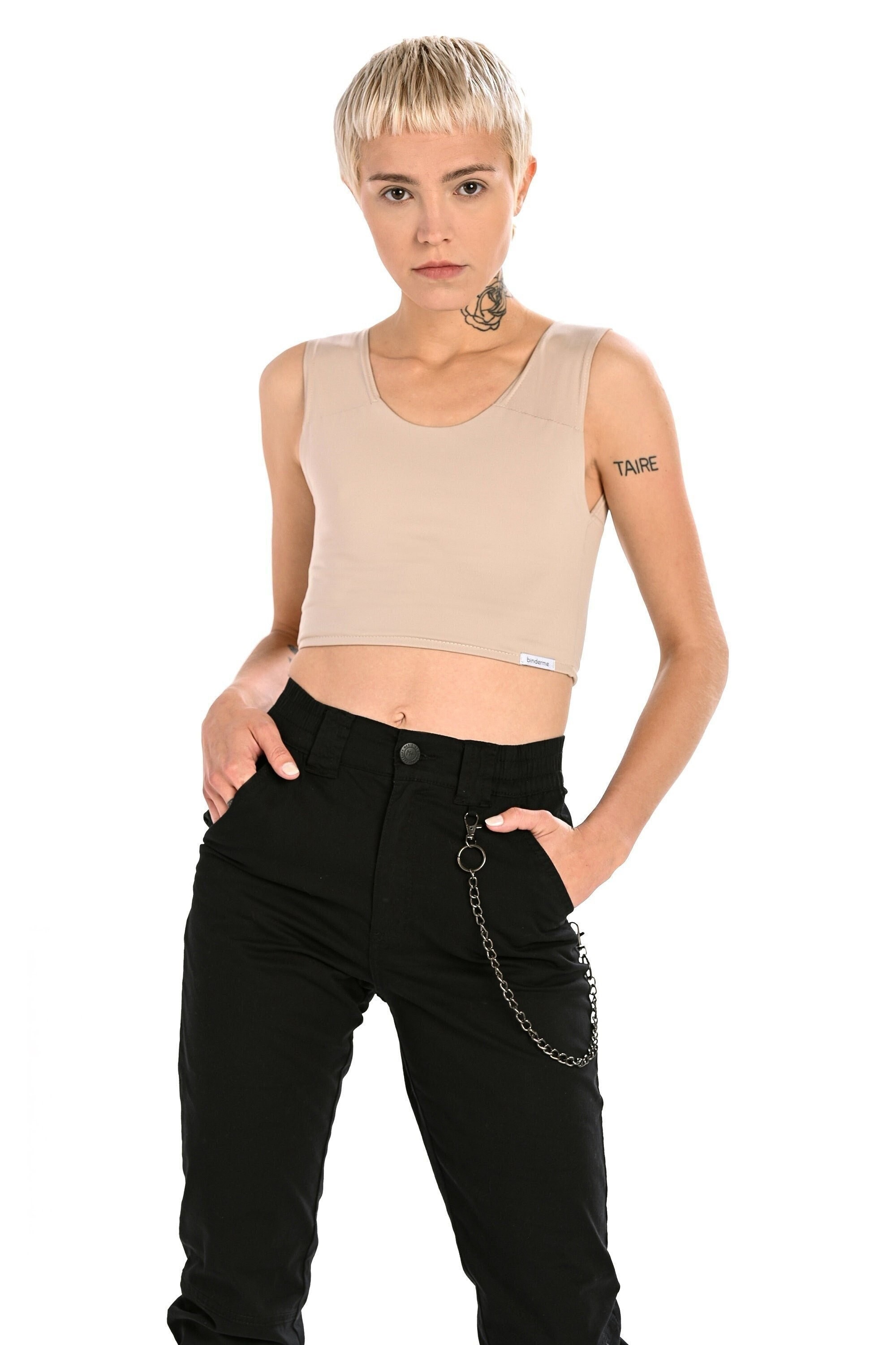 Chest Binder Half Length Tank Top for Tomboy Trans Lesbian Super Flat  Compression Sport Bra (Color : Black, Size : Small) at  Women's  Clothing store