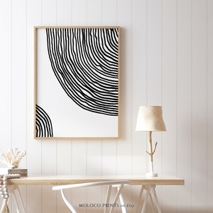 Black and White Geometric Printable Wall Art Digital Print Neutral Wall ...