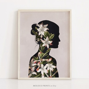 Flower Girl Female Printable Wall Art, Instant Digital Download, Feminist Art, Feminism Decor, Abstract Minimalist Woman Flowers, Drawing
