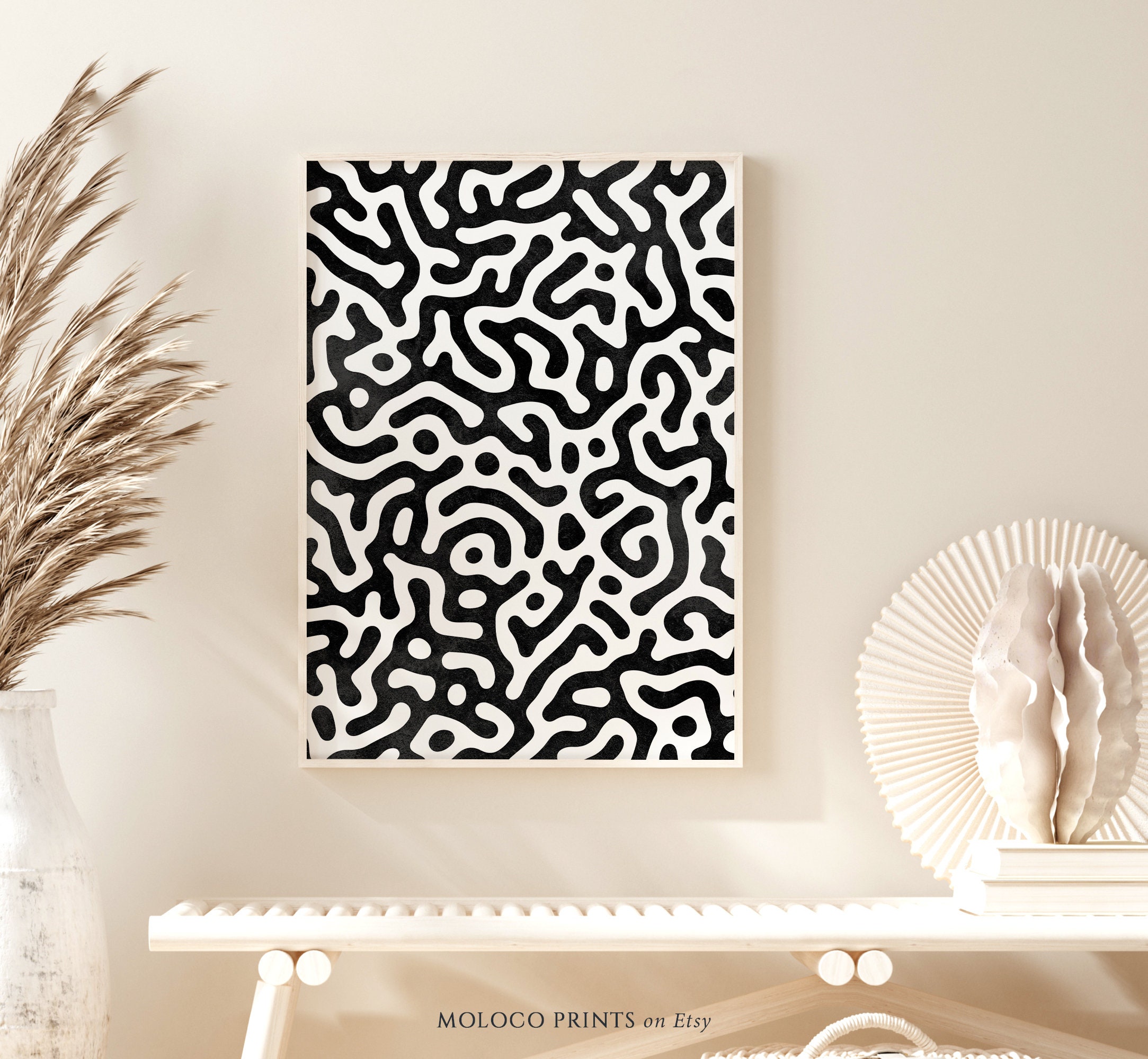 Black and White Line Art Geometric Print Printable Digital | Etsy