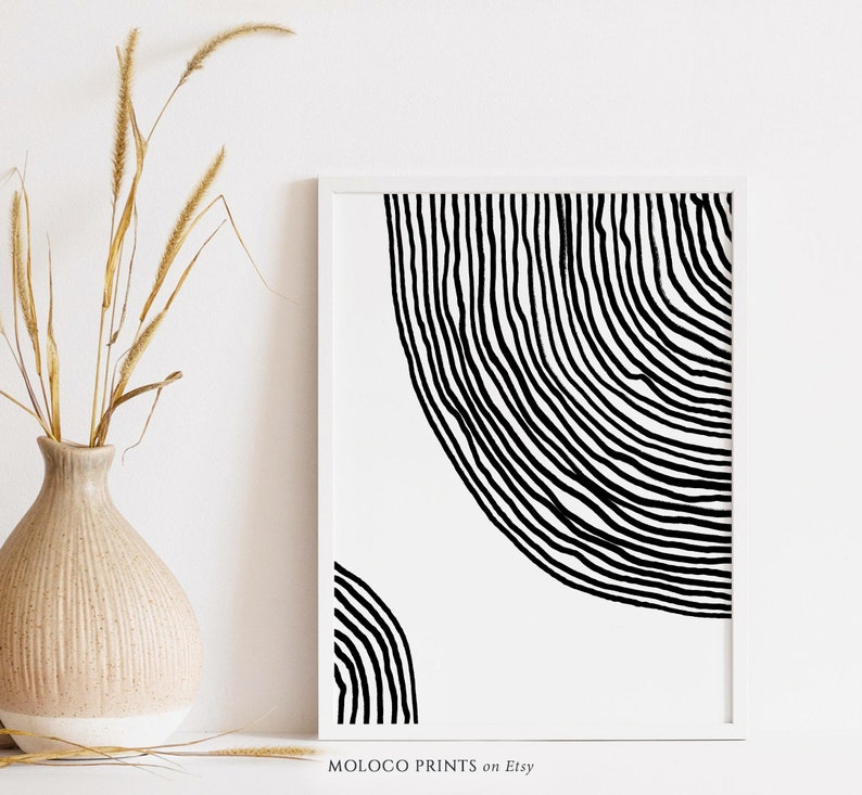 Black and White Geometric Printable Wall Art Digital Print - Etsy