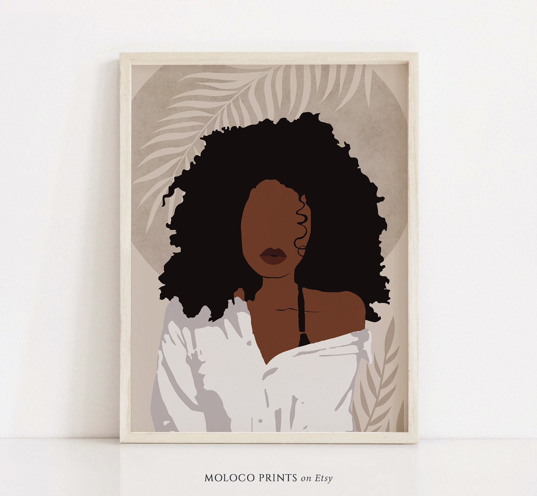 Black Woman Art, African Woman Art, Instant Download, Boho Decor, Female Portrait, Black Girl Decor, African American Art, Fashion Wall Art