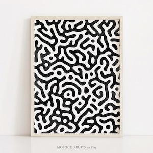 Schwarzweiß-Linie Kunst Geometrischer Druck Druckbare digitaler Download Neutral Wand Kunst Boho Dekor Abstrakt Sofortiger Download Mid Century Modern