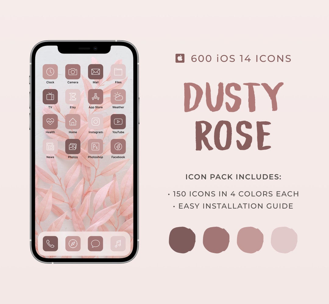 Dusty Rose iOS 14 App Icons: 600+ Neutral Pink Home Screen Covers  (Digitaler Download)