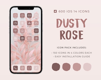 Dusty Rose - 600+ iOS 14 App Icons, Neutral Pink Aesthetic, iPhone iPad iOS14 Widgets, Widgetsmith, Shortcuts, Icon Pack, Home Screen Covers