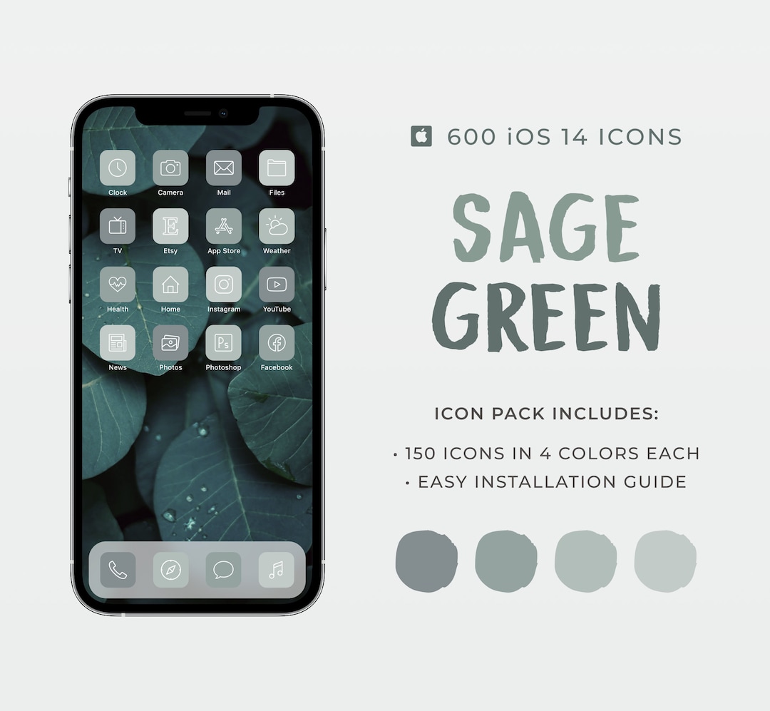 Sage Green - 600+ Ios 14 App Icons, Neutral Earth Aesthetic, iPhone ...