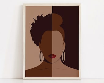 Black Woman Wall Print, African American Art, Boho Decor, Printable Wall Art, Modern Self Love, Afrocentric Print, Melanin Art, African Art