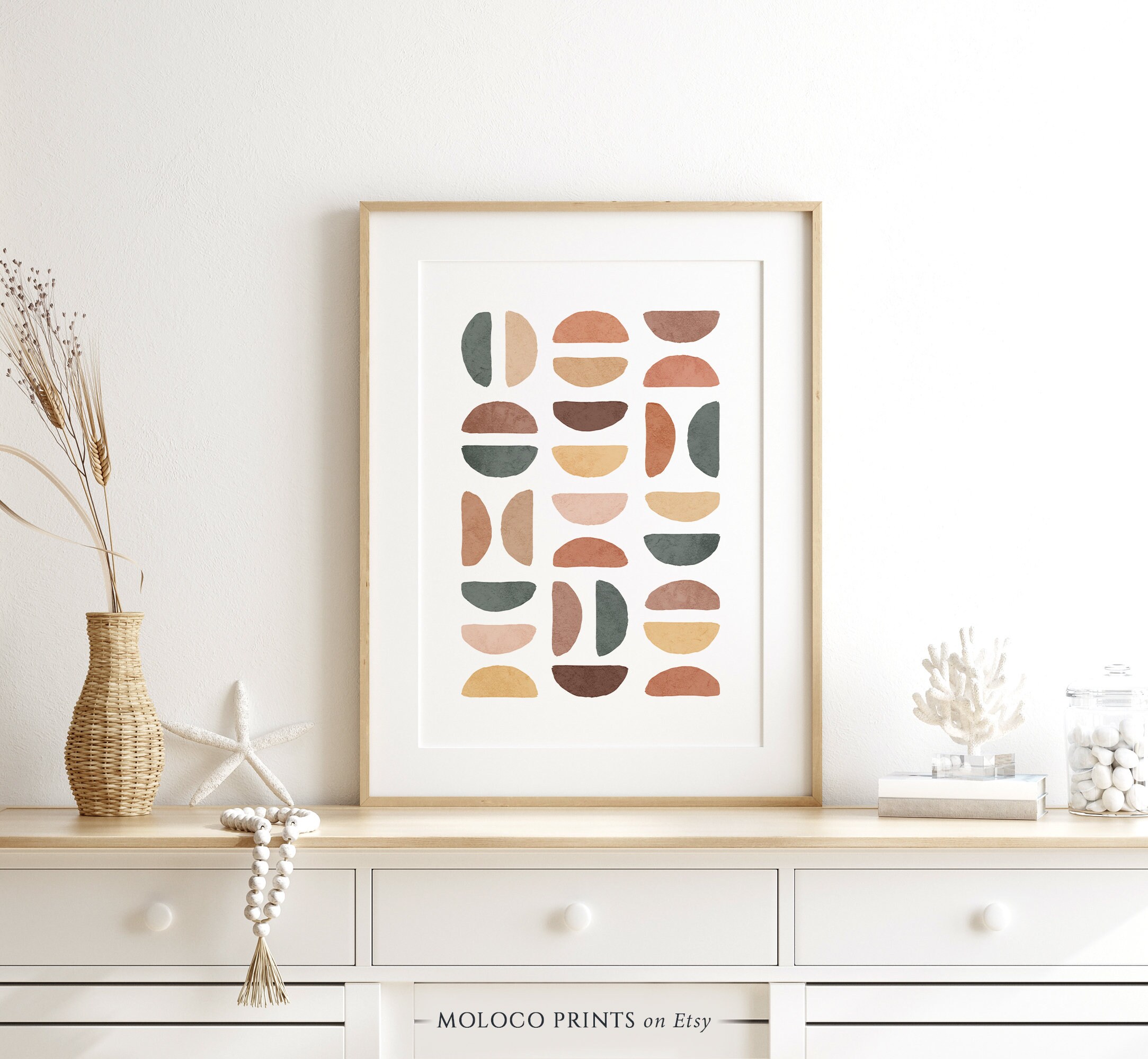 Abstract Boho Shapes Geometric Printable Wall Art Neutral | Etsy