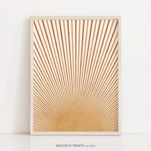 Abstract Boho Rising Sun Print, Gender Neutral Nursery Decor, Minimalist Poster, Printable Wall Art, Mid Century Modern, Terracotta Prints
